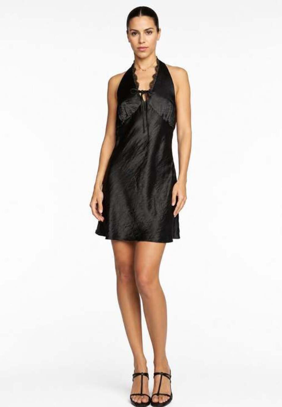 NWT Know One Cares Elegant Black Halter Satin Mini Dress Sz Small